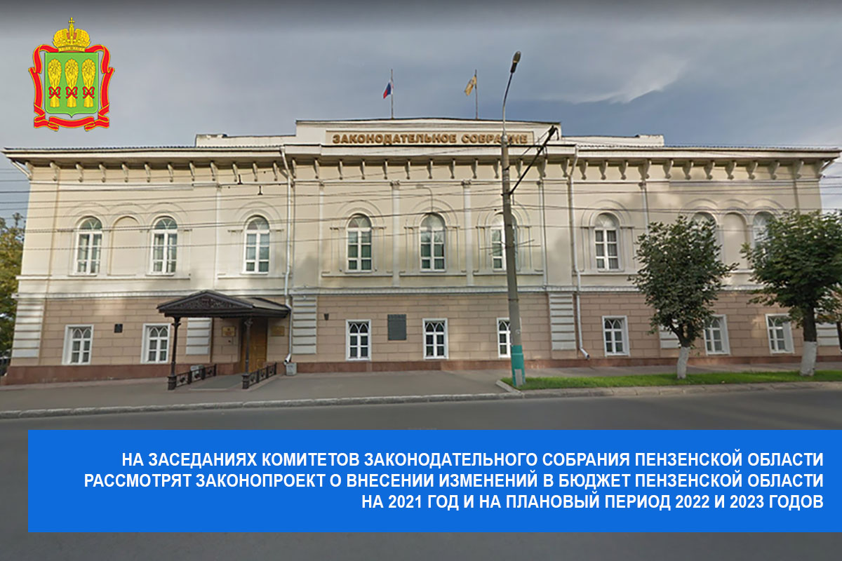 На заседаниях комитетов Законодательного Собрания Пензенской области рассмотрят законопроект о внесении изменений в бюджет Пензенской области на 2021 год и на плановый период 2022 и 2023 годов