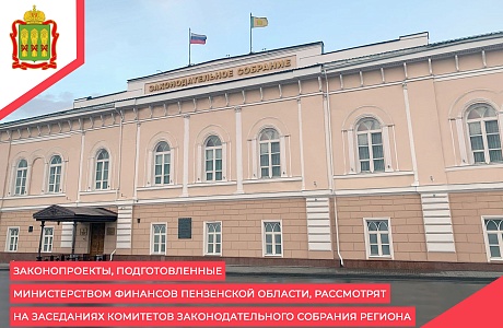 Законопроекты, подготовленные Министерством финансов Пензенской области, рассмотрят на заседаниях комитетов Законодательного Собрания региона