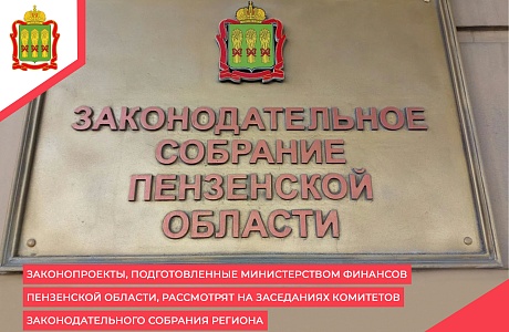 Законопроекты, подготовленные Министерством финансов Пензенской области, рассмотрят на заседаниях комитетов Законодательного Собрания региона