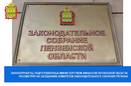 Законопроекты, подготовленные Министерством финансов Пензенской области, рассмотрят на заседаниях комитетов Законодательного Собрания региона